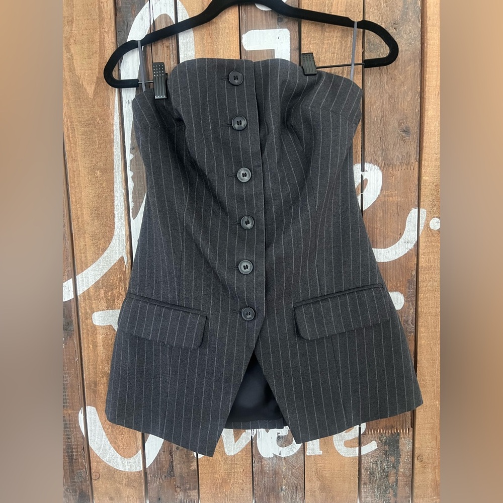 Topshop Charcoal Pinstripe Vest